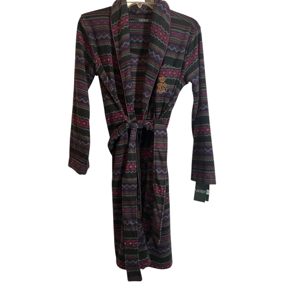 Lauren Ralph Lauren Aztec Print Fleece Robe Size XS